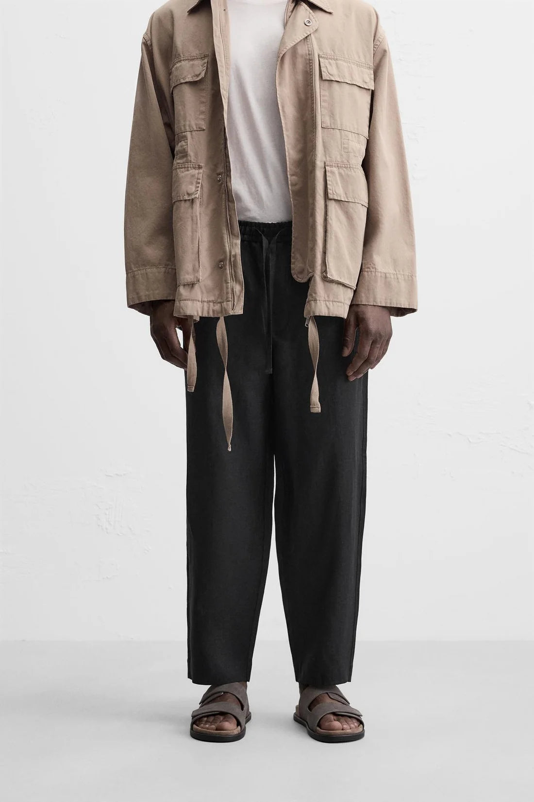 Men’s Black Loose Fit Linen Pajama|KAS-X