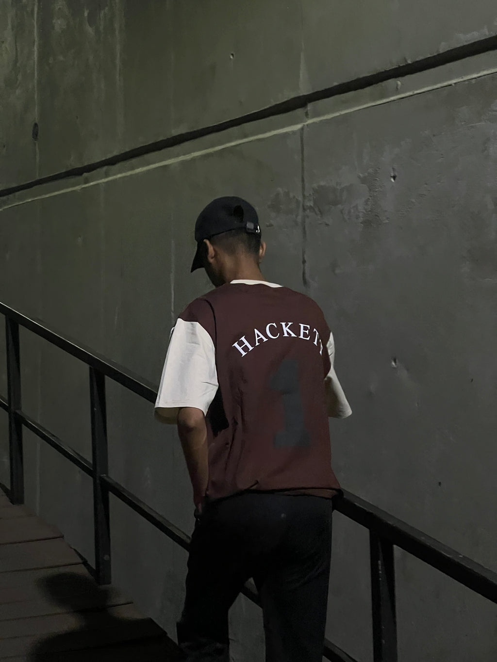 Hackett Oversized Contrast Sleeve Tee – Maroon & Cream Edition|KAS-X