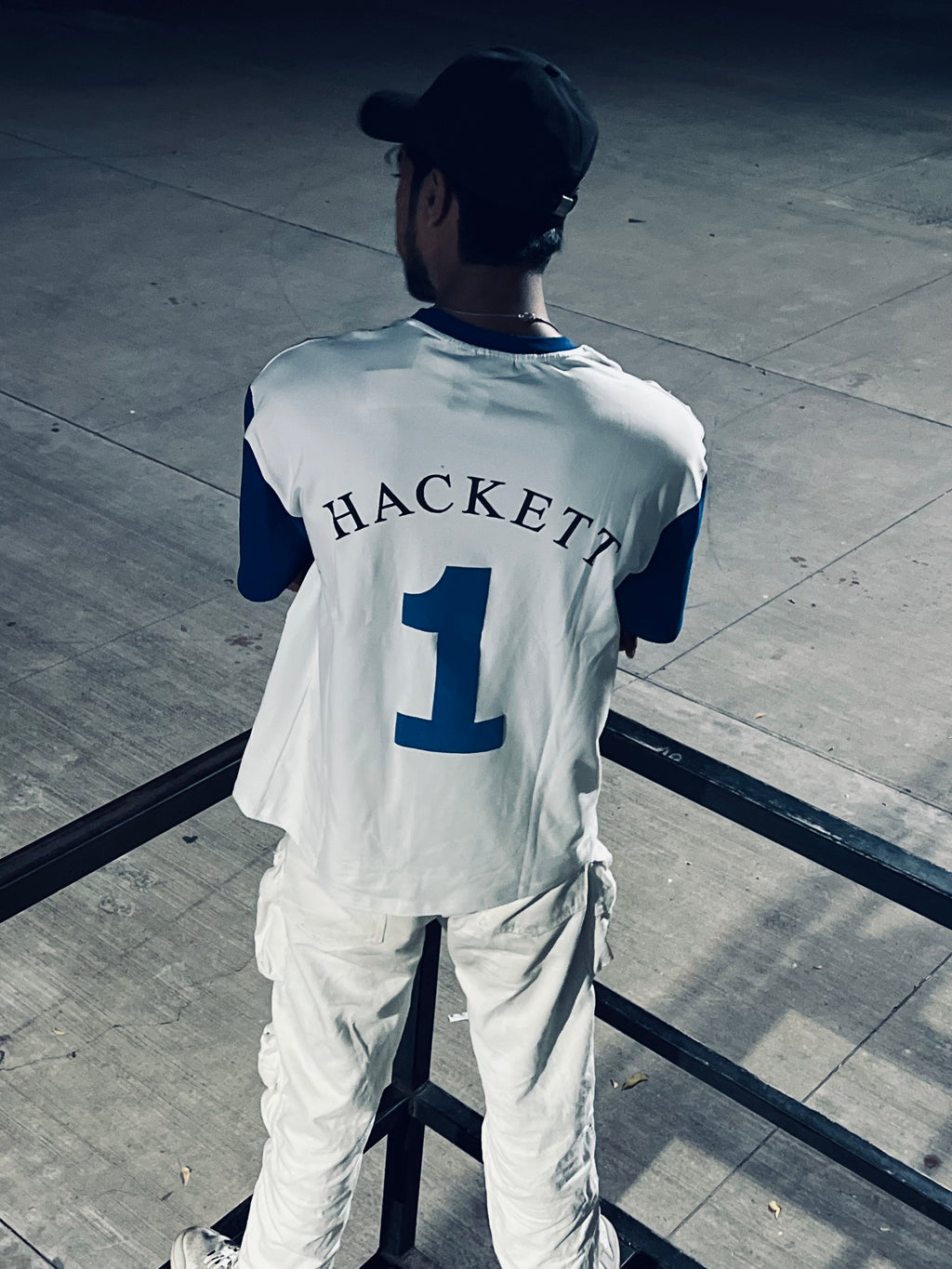 Hackett Oversized Contrast Sleeve Tee – White & Royal Blue Edition | Kas-X