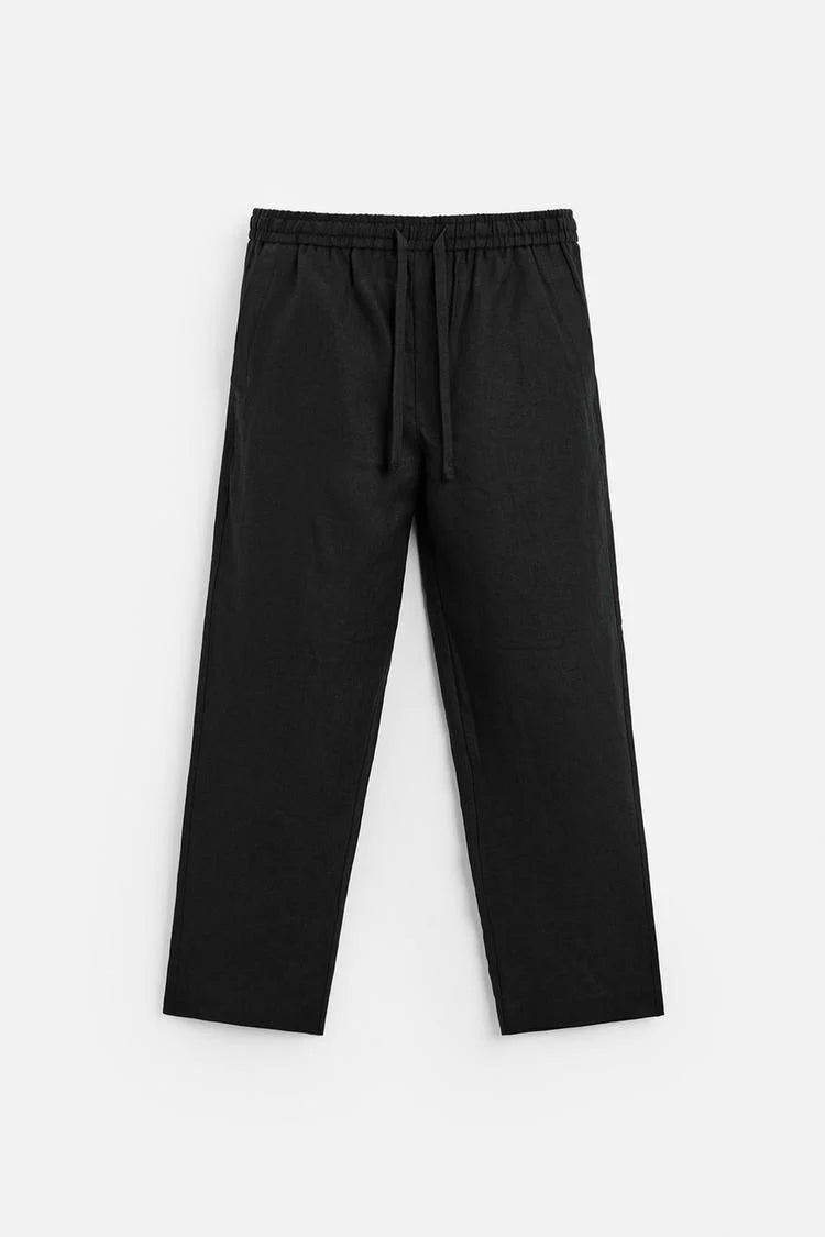 Men’s Black Loose Fit Linen Pajama|KAS-X