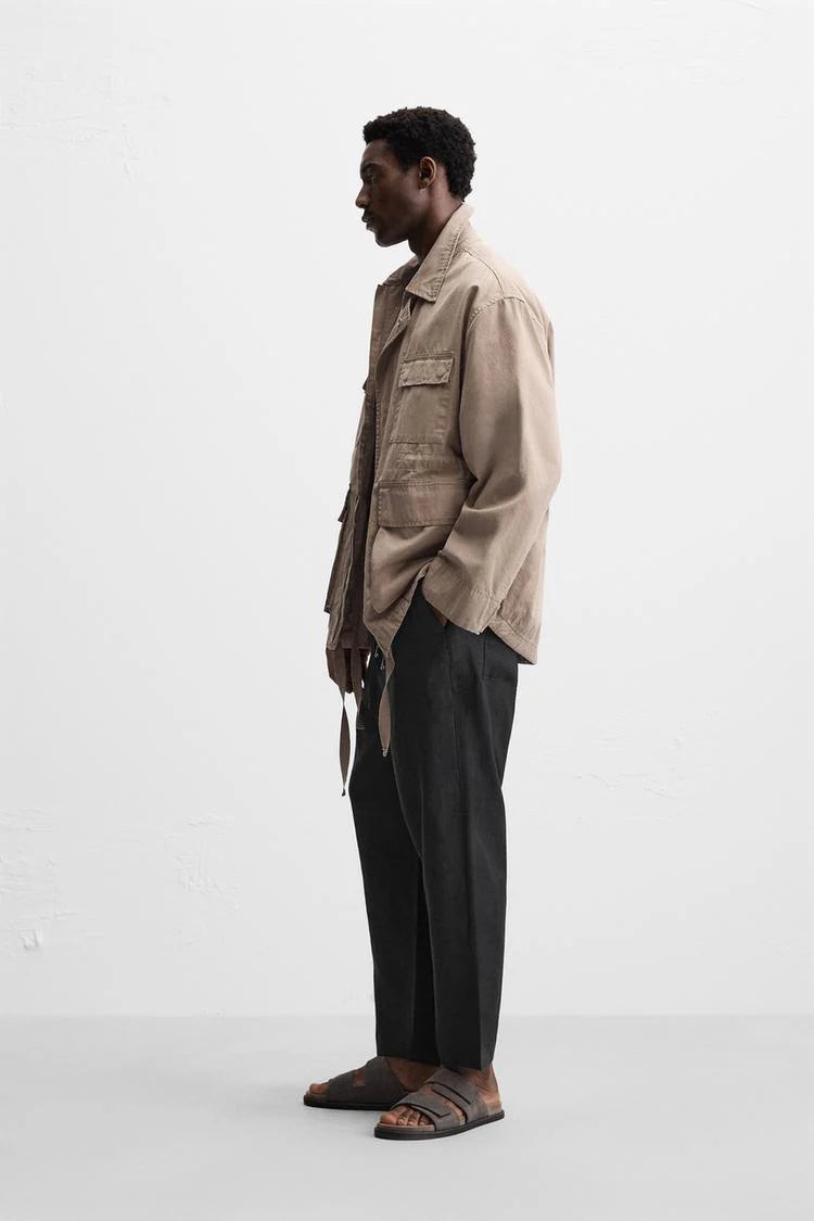 Men’s Black Loose Fit Linen Pajama|KAS-X