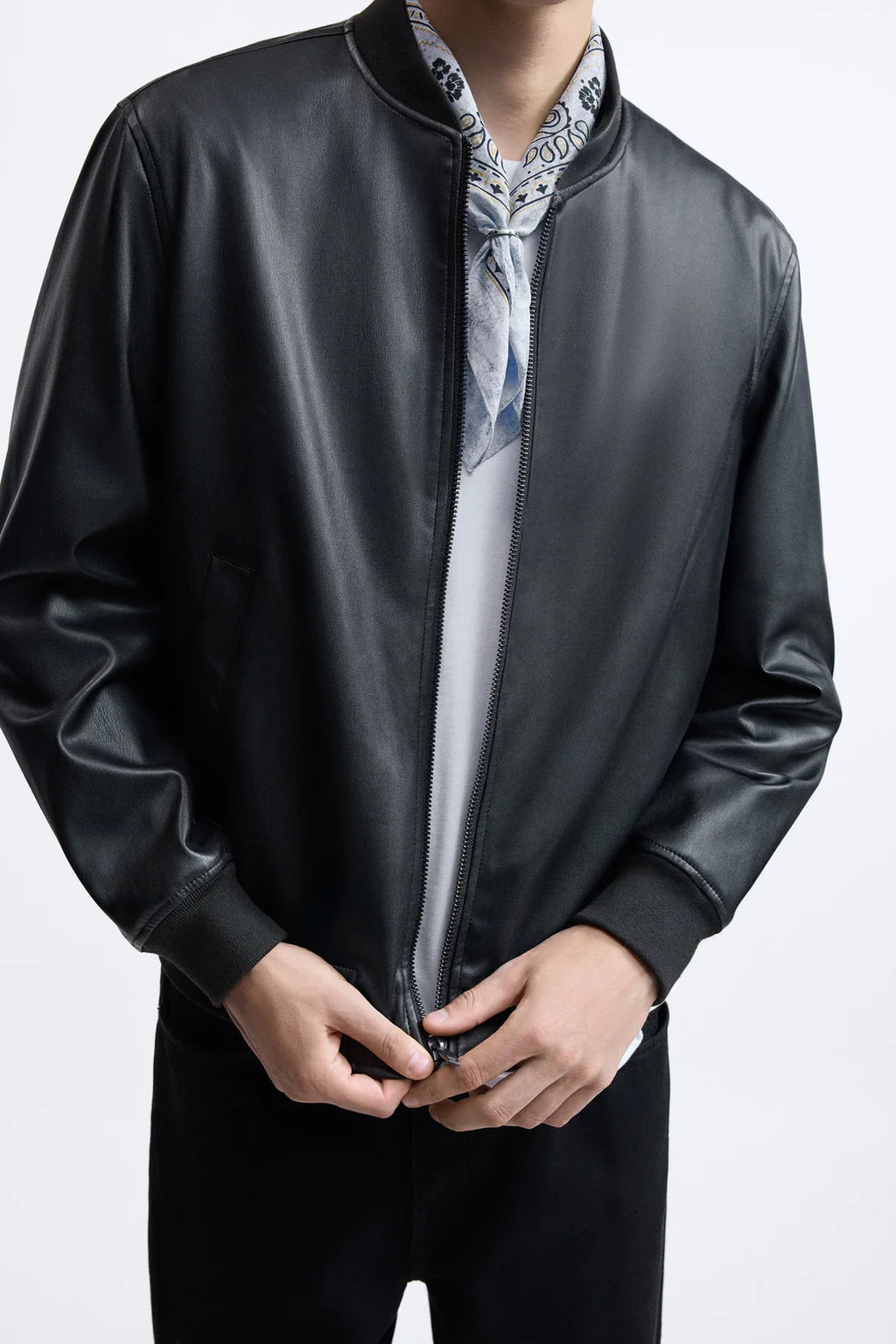 LEATHER BOMBER BLACK|MECXEN-KAS-X