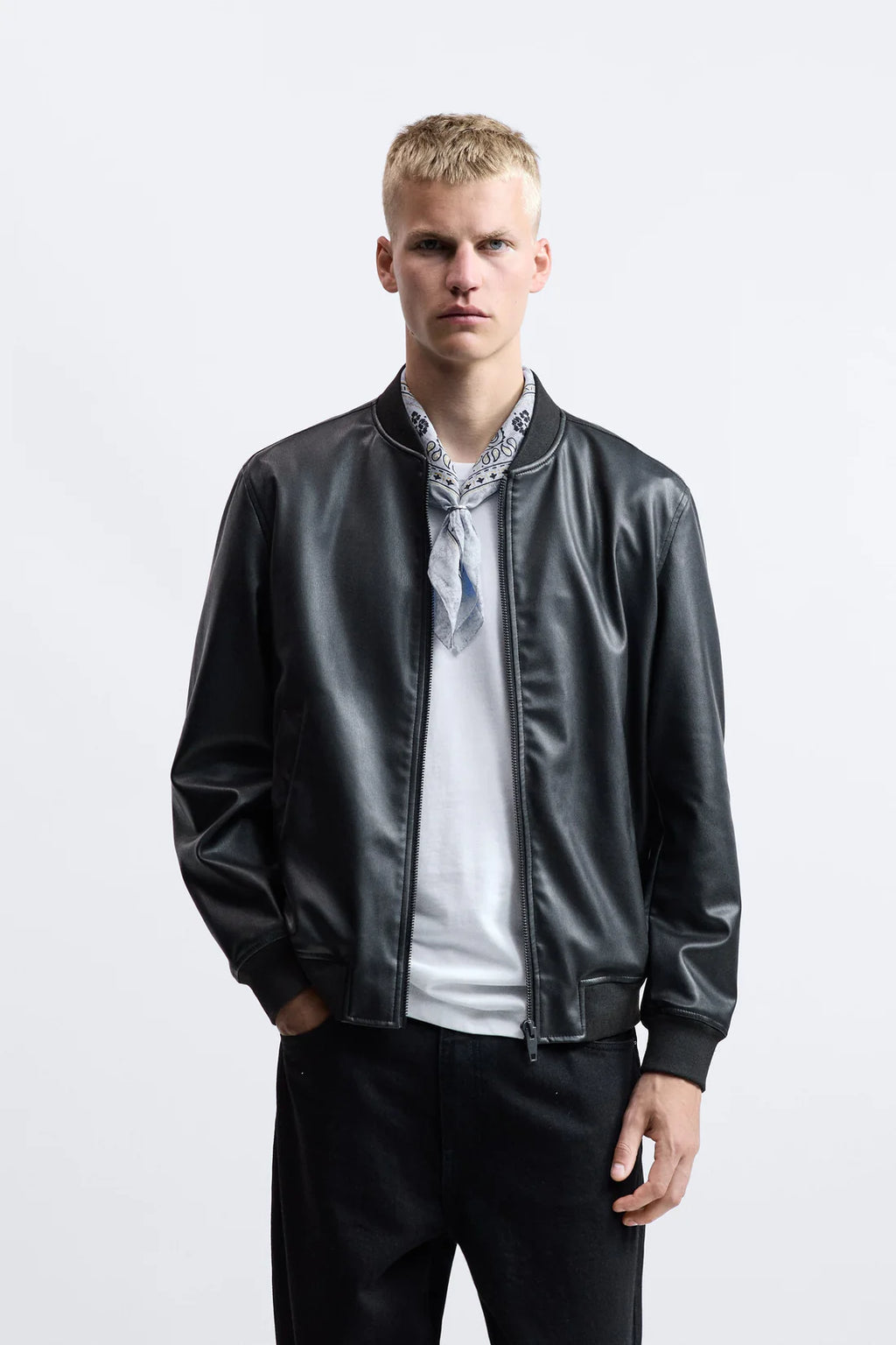 LEATHER BOMBER BLACK|MECXEN-KAS-X