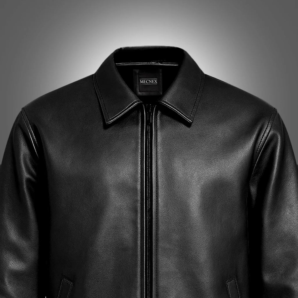 Midnight Luxe Leather Jacket|MECNEX-KAS-X