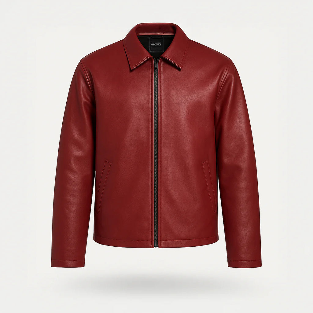 Cherry Luxe Leather Jacket|MECNEX-KAS-X