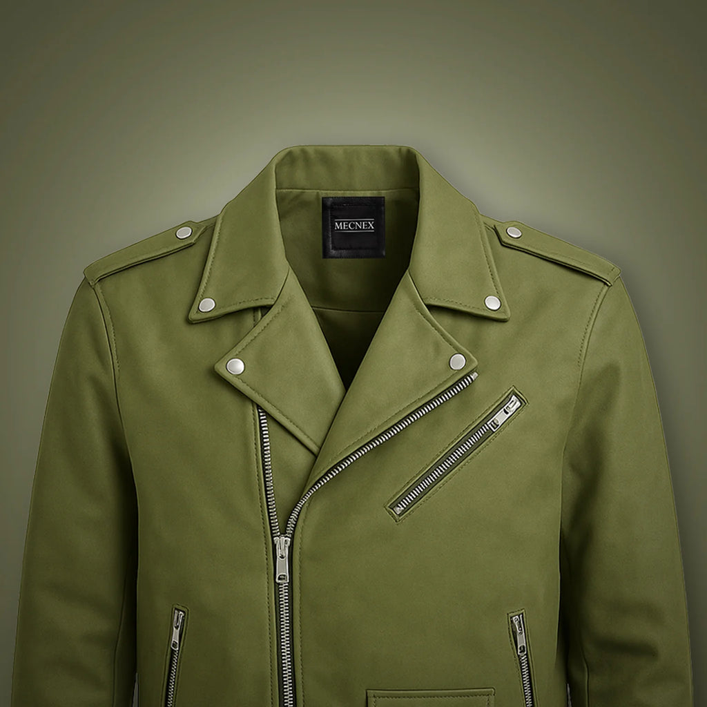 Olive Biker Jacket|MECNEX-KAS-X