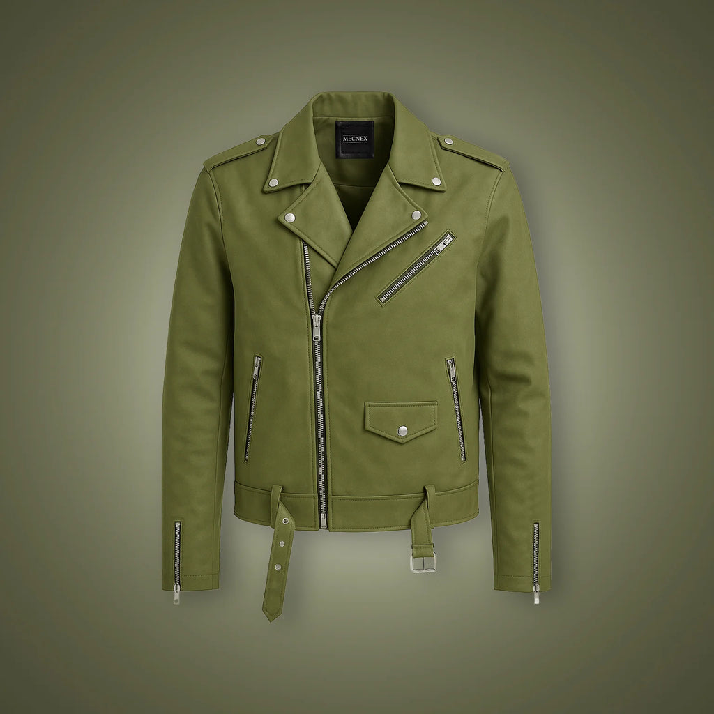 Olive Biker Jacket|MECNEX-KAS-X