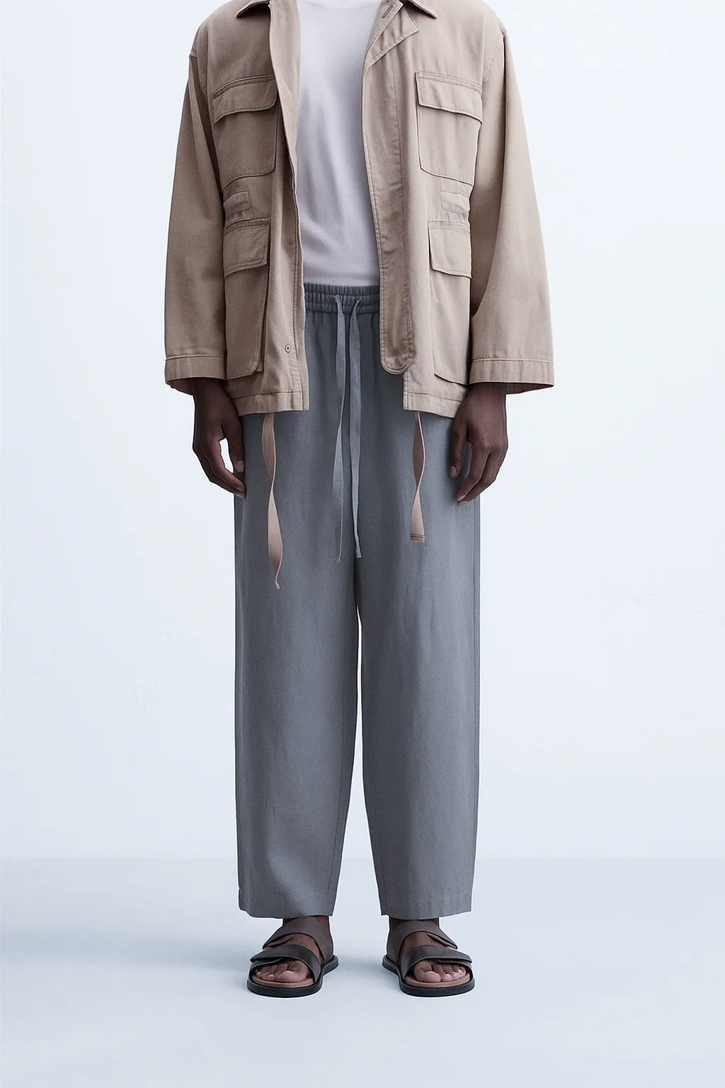 Men’s Grey Loose Fit Linen Pajama|KAS-X