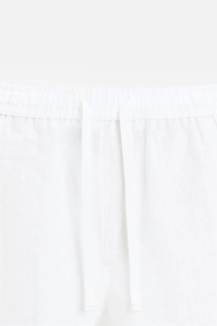 Men’s White Loose Fit Linen Pajama|KAS-X