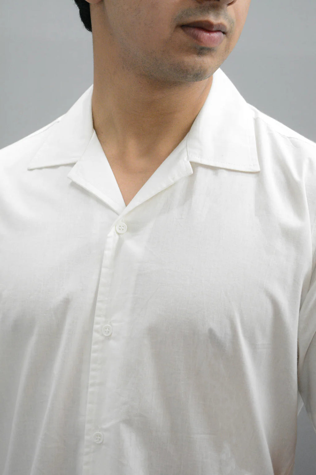 Men Linen Solid V Co-ord Set White