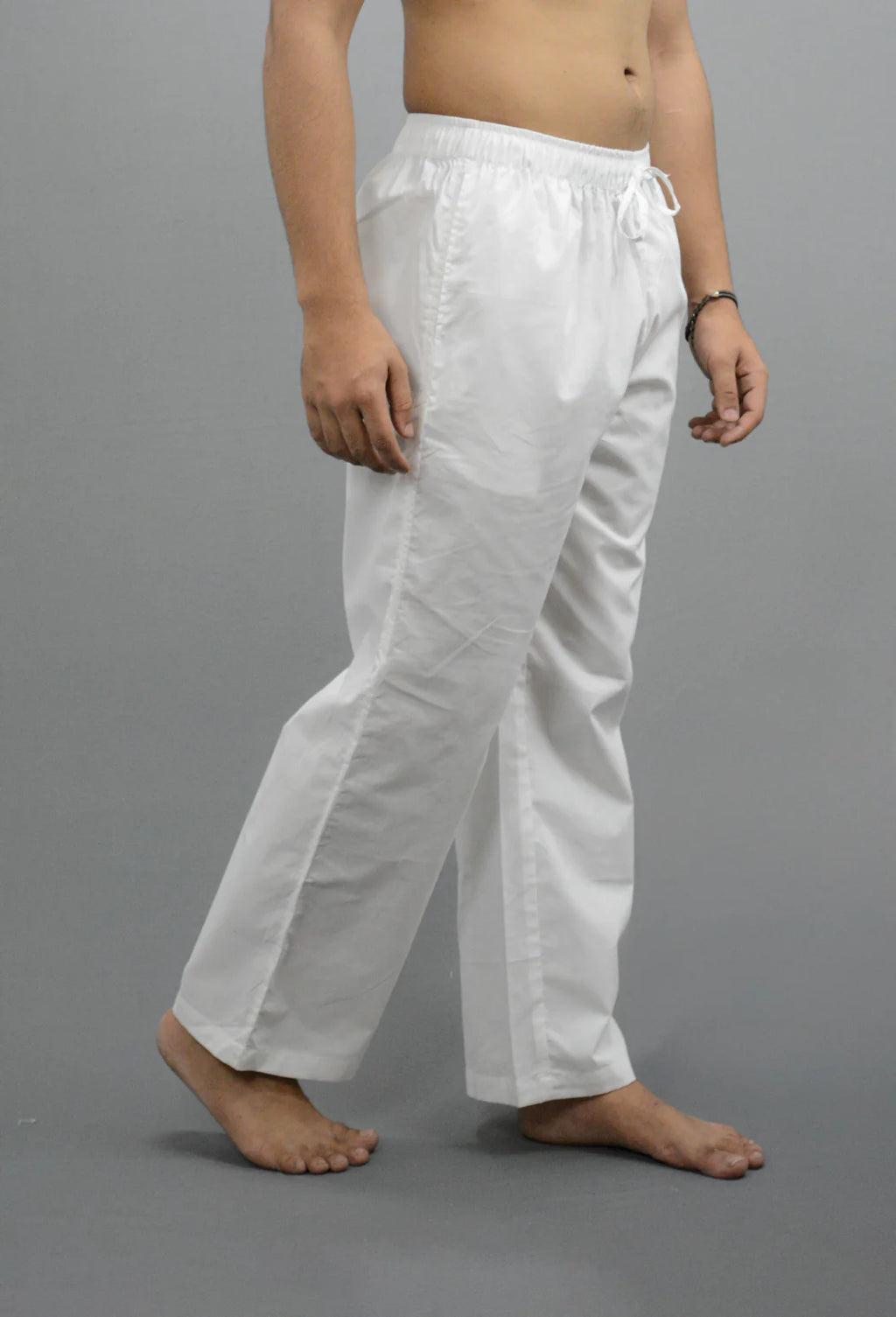 Men Linen Solid V Co-ord Set White