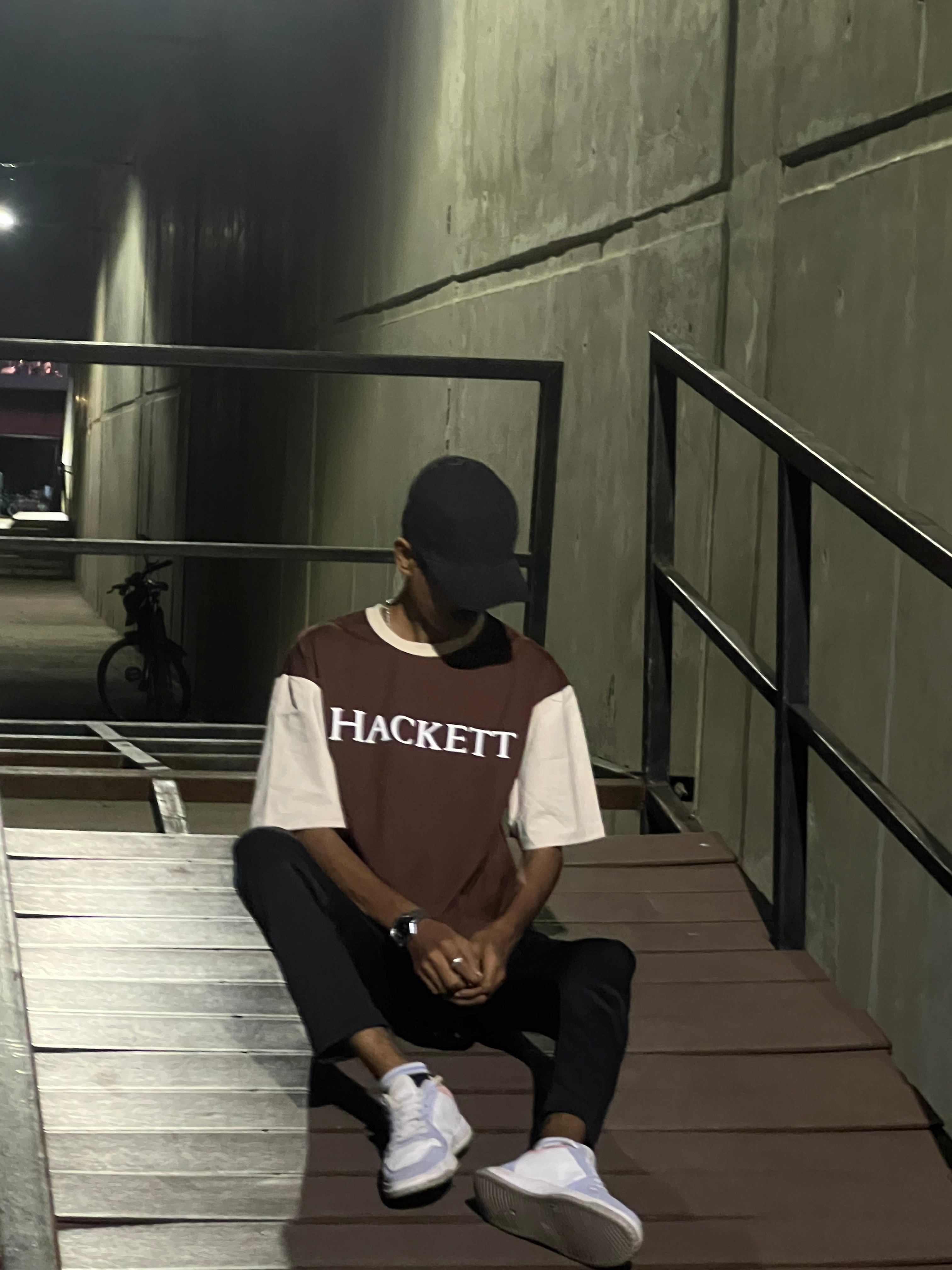Hackett Oversized Contrast Sleeve Tee – Maroon & Cream Edition|KAS-X